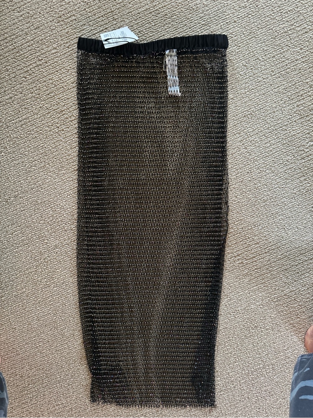Zara Black Metallic Mesh Swim Coverup Midi